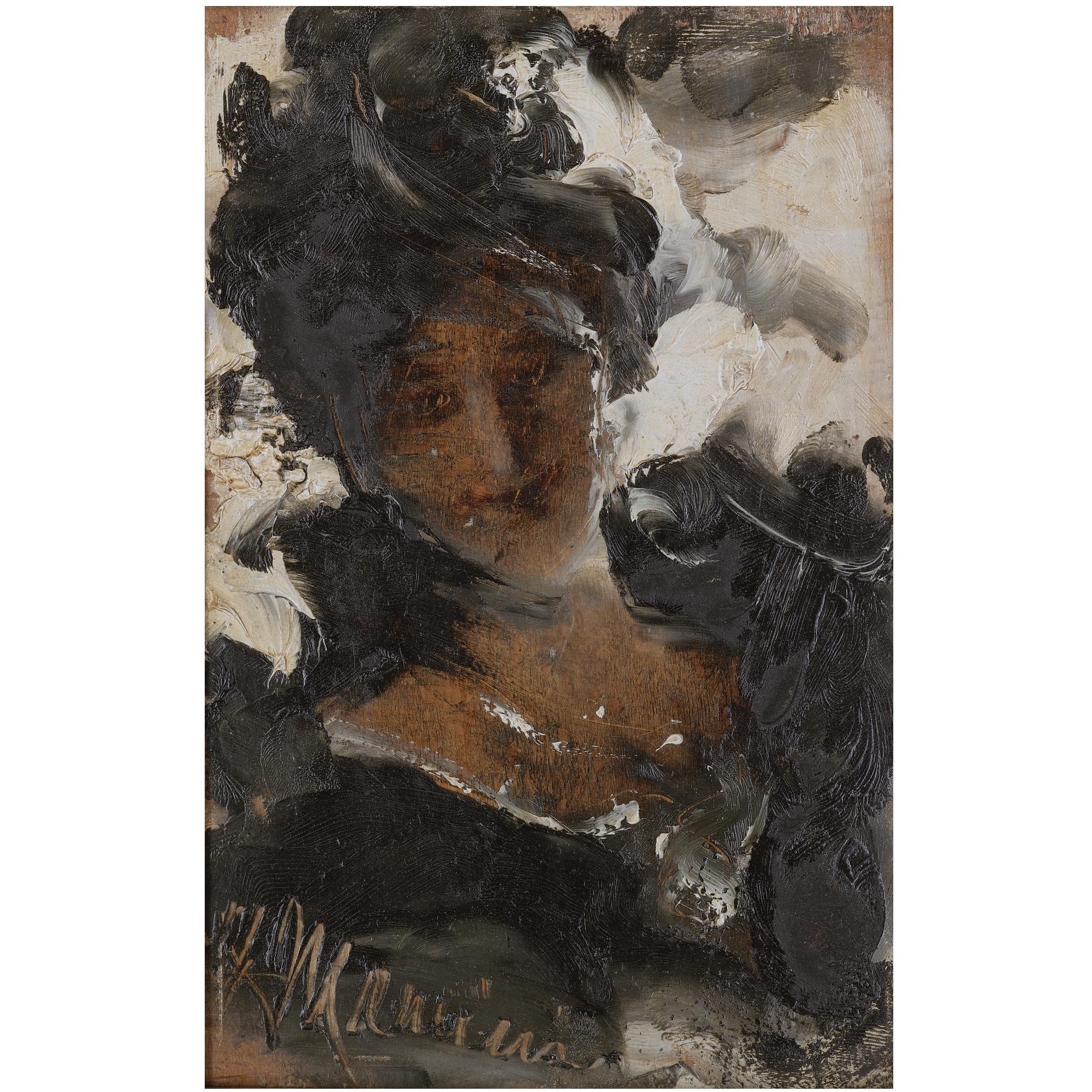 Antonio Mancini - Italian An Elegant Lady