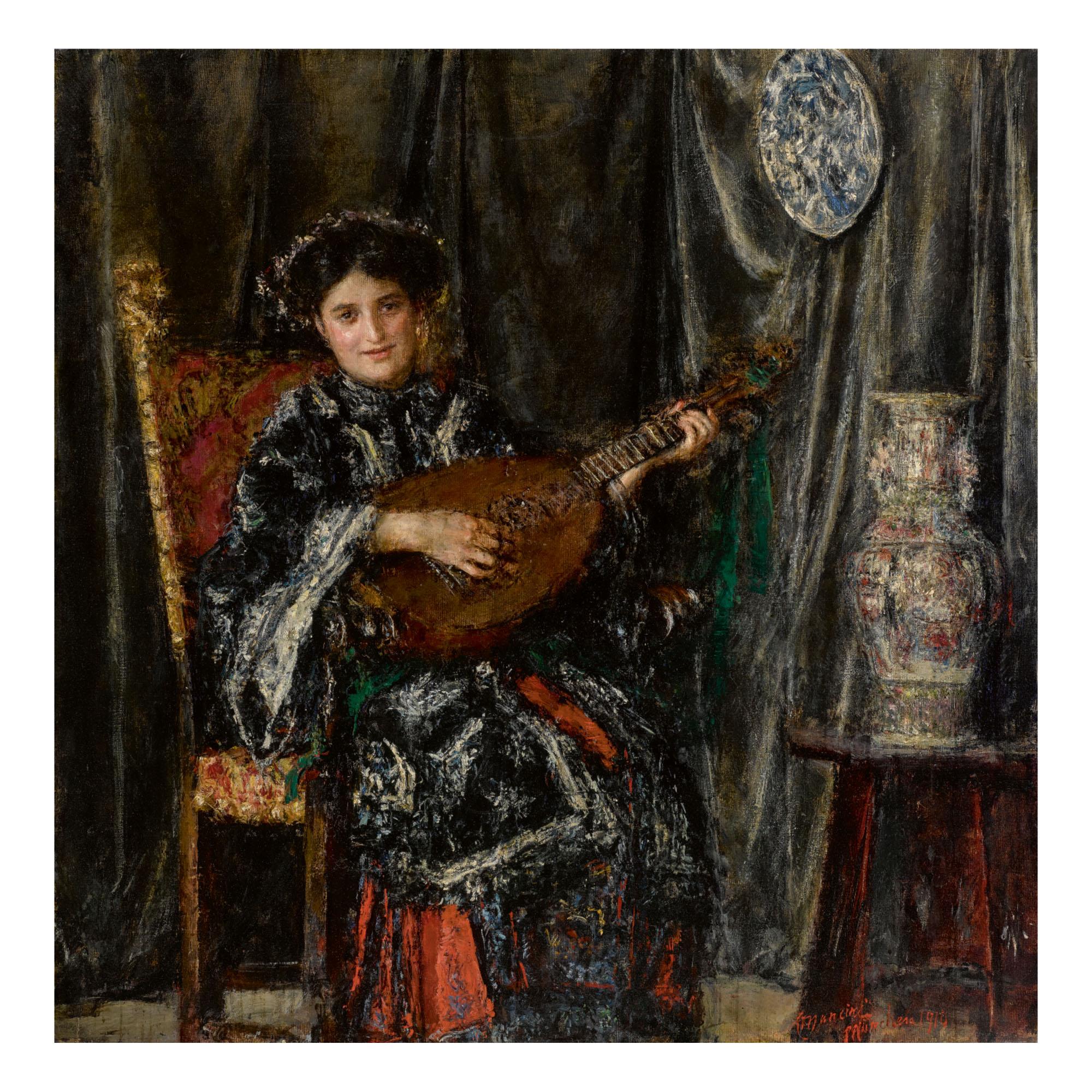 Antonio Mancini - Suonatrice Di Mandola, Liutista
