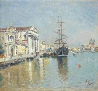 Antonio María De Reyna Manescau - Chiesa Di Santa Maria Del Rosario With Chiesa Di San Giorgio Maggiore In The Distance