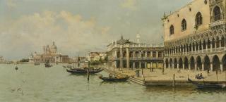 Antonio María De Reyna Manescau - Gondolas By The Doge\'S Palace