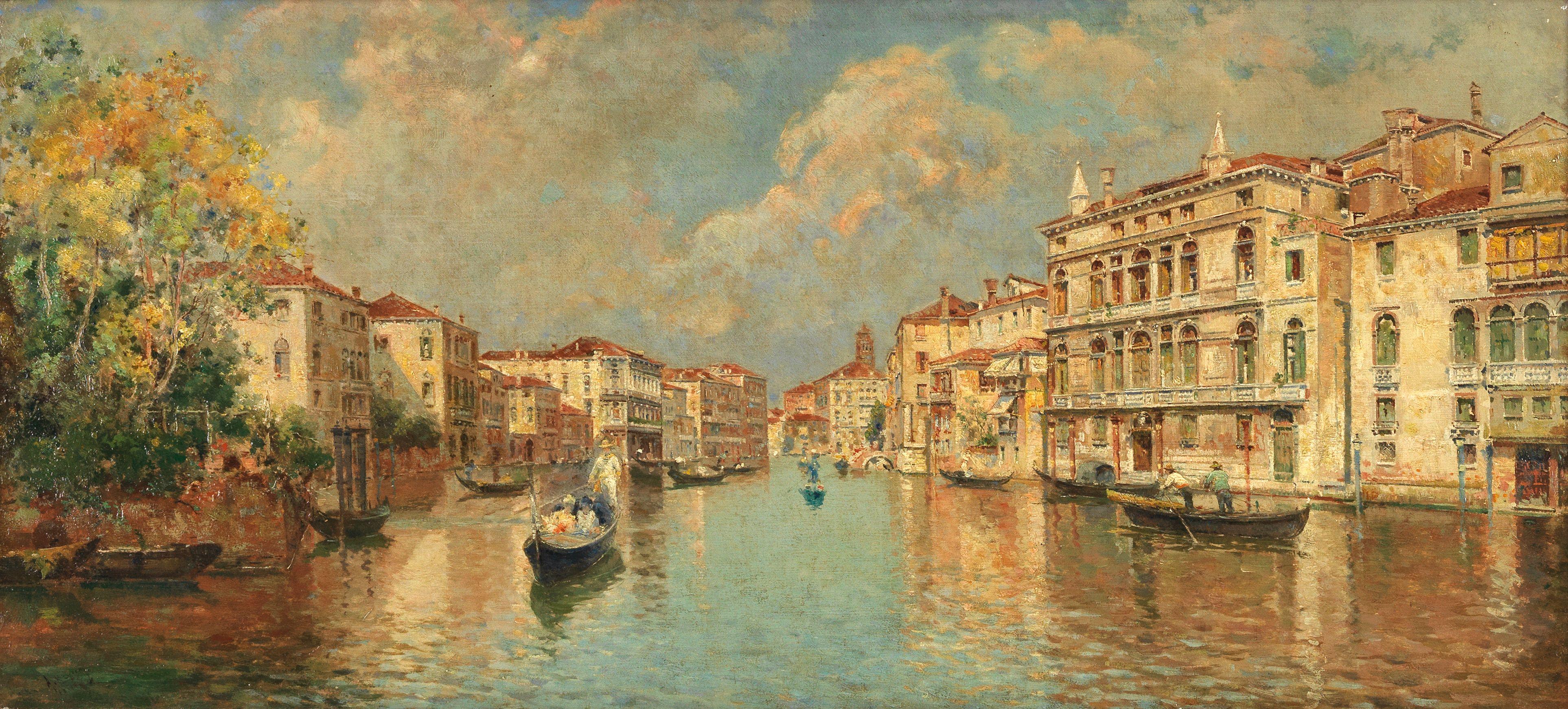 Antonio María De Reyna Manescau - Views Of The Cannaregio Canal, Venice, A Pair Each 33.7 X 74.6Cm (13 1/4 X 29 3/8In)