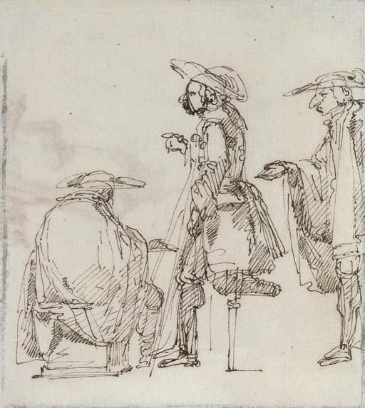 Antonio Maria de Zanetti - A caricature of beggars, one with a wooden leg