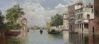 Antonio Marma de Reyna Manescau - A Venetian Canal with a View of the Island of San Giorgio Maggiore in the distance