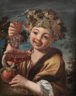 Antonio Mercurio Amorosi - The Infant Bacchus in a carved and giltwood frame