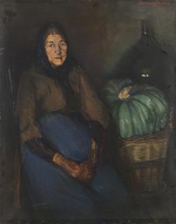 Antonio Molinari.. - Ritratto di donna anziana con zucca