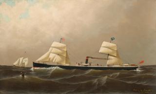 Antonio Nicolo Gasparo Jacobsen - Guion Line Steamship Nevada Approaching New York City