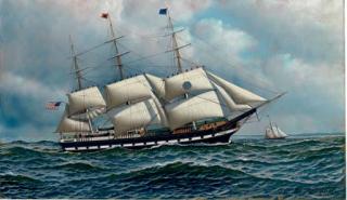 Antonio Nicolo Gasparo Jacobsen - The American Black Ball Line Columbia calling for a pilot