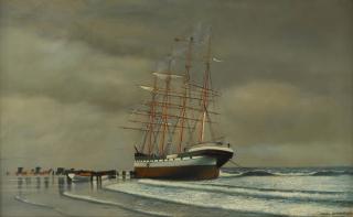 Antonio Nicolo Gasparo Jacobsen - The County of Edinburgh Aground at Point Pleasant Beach, New Jersey