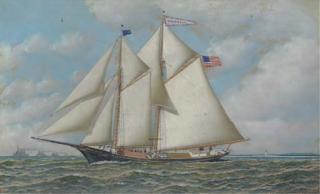 Antonio Nicolo Gasparo Jacobsen - William Vincent Astor\'s yacht Nourmahal passing a lighthouse with the fleet beyond