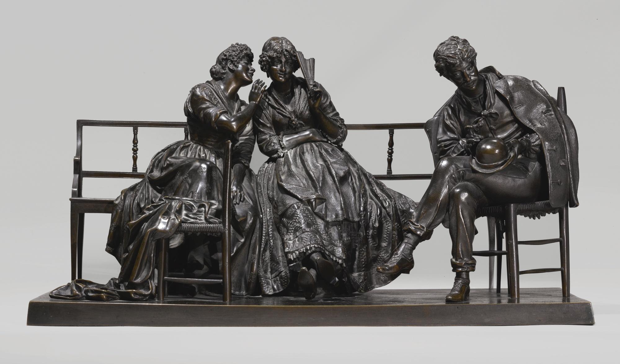 Antonio Pandiani - An Interior Scene With Two Women Whispering And A Gentleman