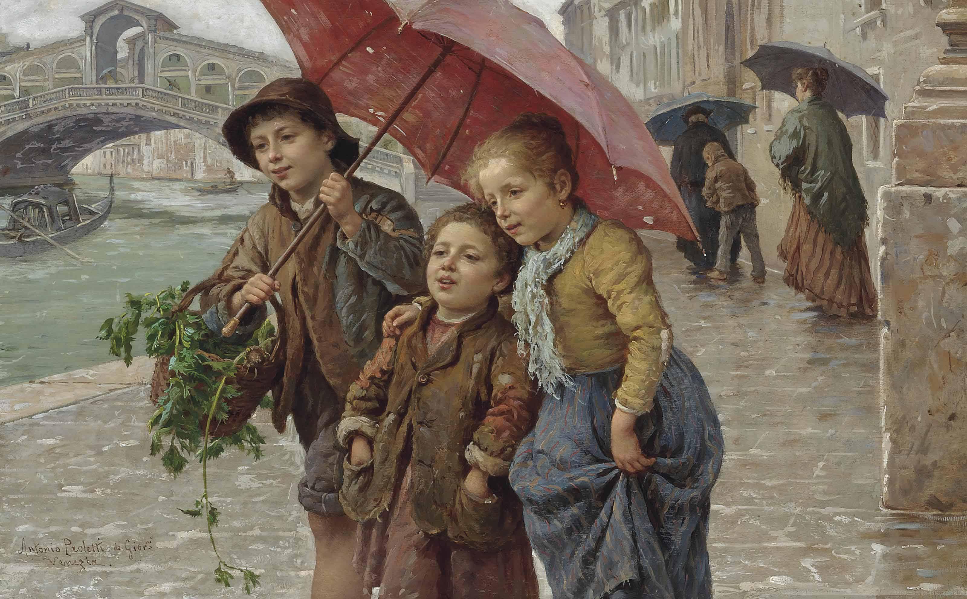 Antonio Paoletti - A stroll beside the Rialto bridge, Venice