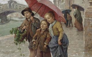 Antonio Paoletti - A stroll beside the Rialto bridge, Venice