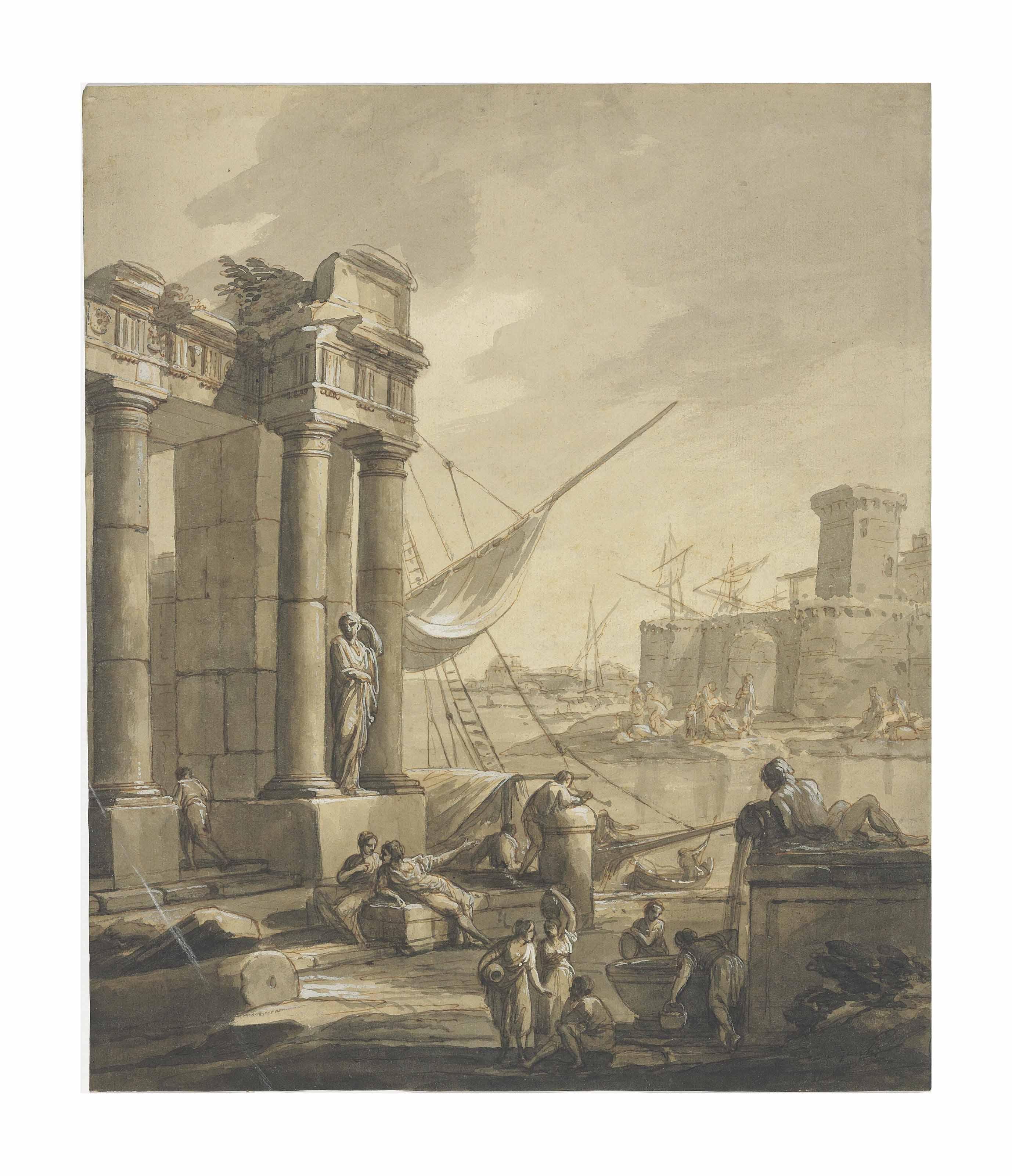 Antonio Pietro Francesco Zucchi A.R.A - An Italian Seaport