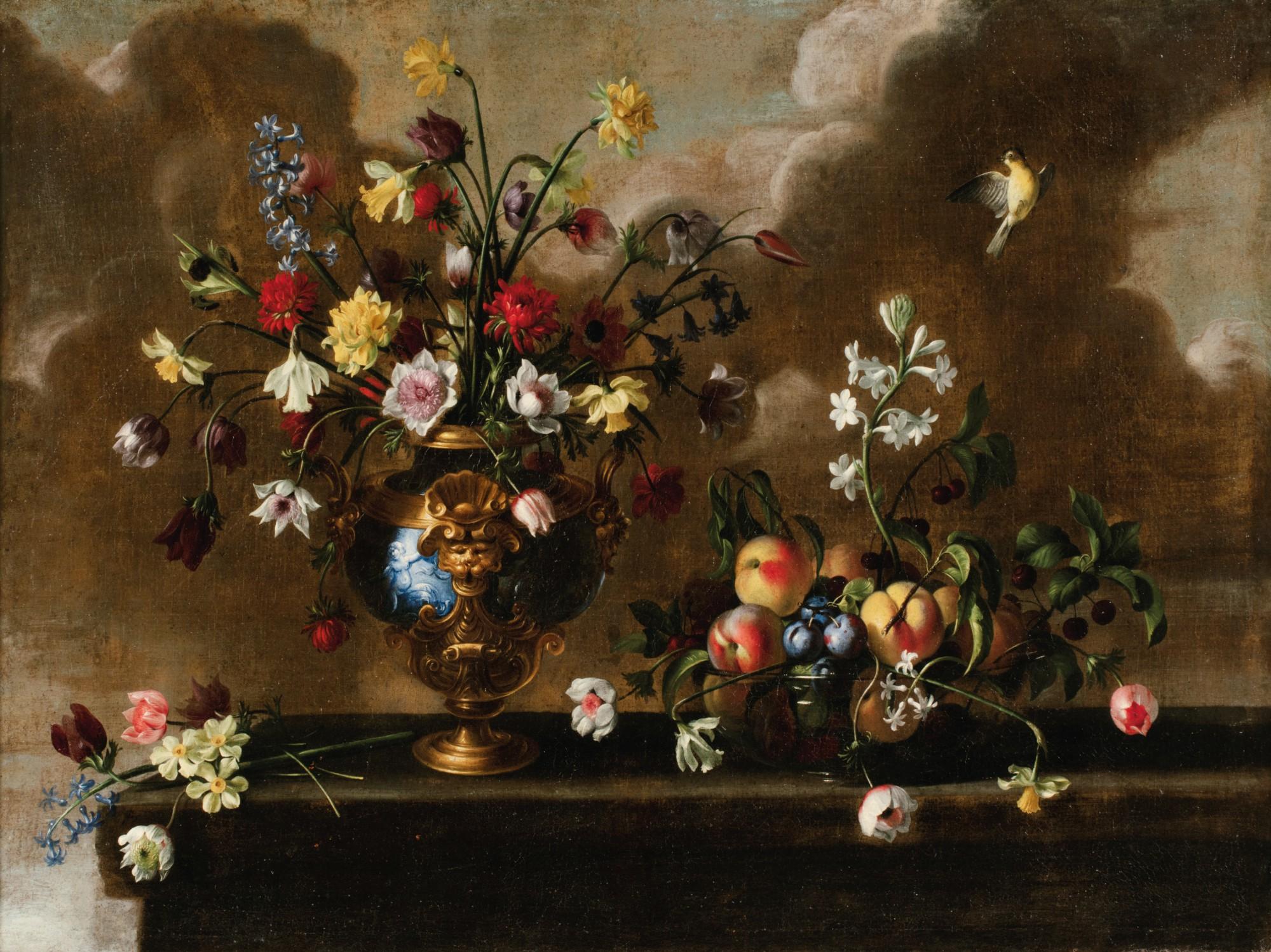 Antonio Ponce - Still life with flowers and fruits