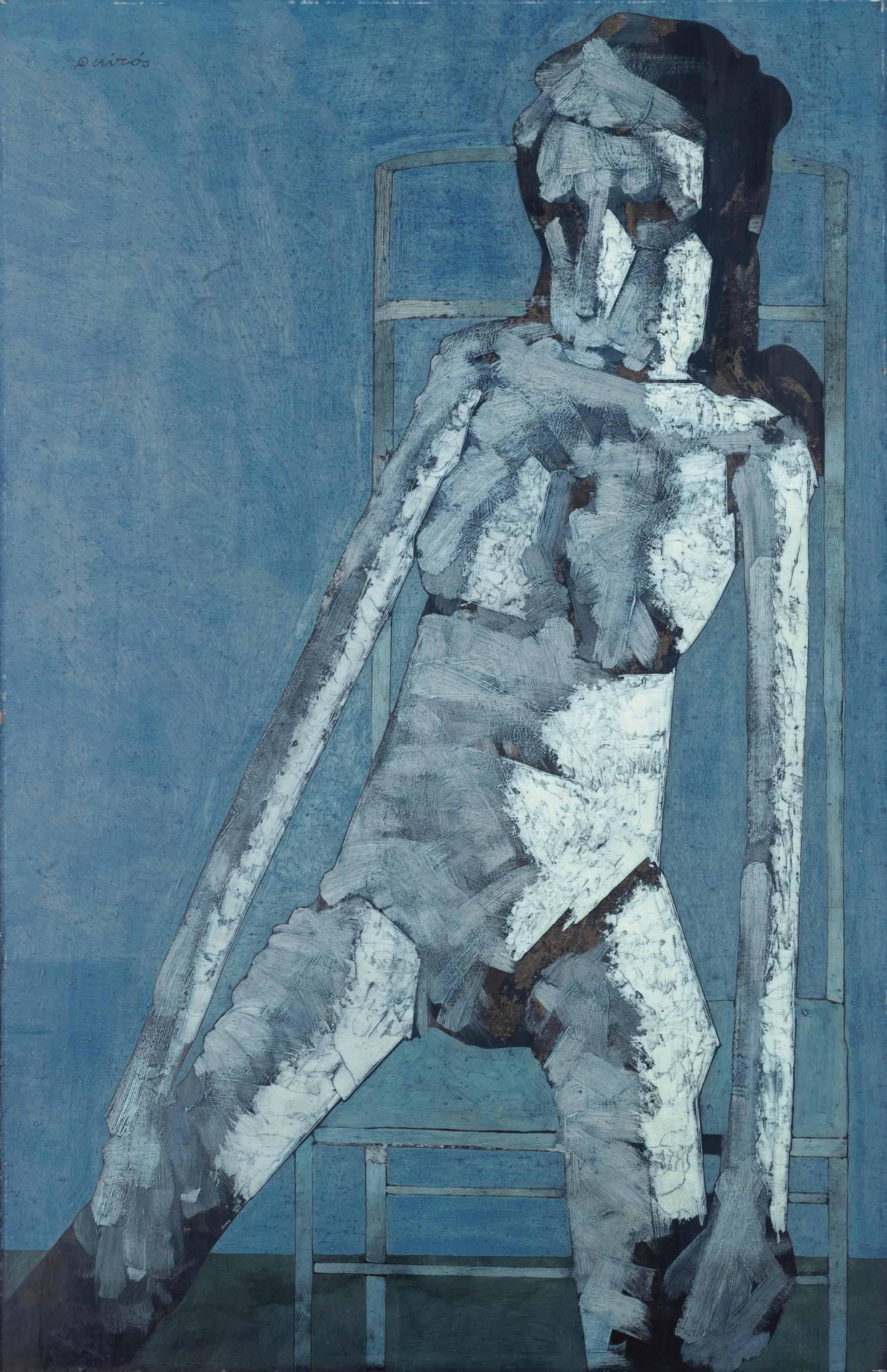 Antonio Quiros - Mujer en azul sentada