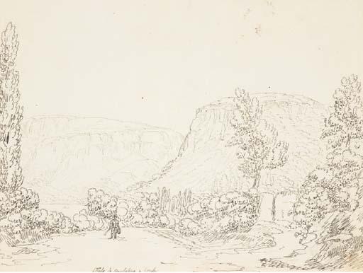 Antonio Senape - La route de Bordalino à Gorda (recto); Un paysage avec une cascade (verso)