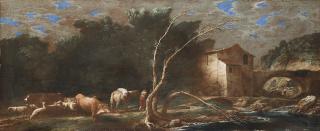 Antonio Travi - Landscape with Shepherd, Flocks and Wayfarer