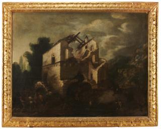 Antonio Travi - River landscape with mill and figures