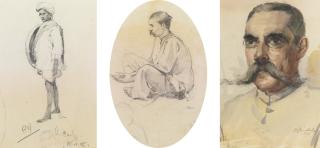 Antonio Xavier Trindade - Untitled (Portrait Of Man Wearing Glasses); Untitled (Portrait Of Seated Man) Untitled (Portrait Of Man With Turban)