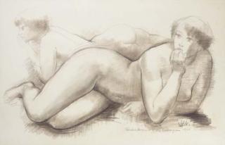 Antoniucci Volti - Deux jeunes femmes nues, allongées