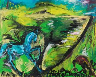 Antonius Höckelmann - Blaues Pferd und Geier.