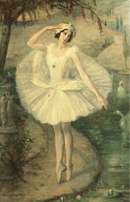 Antoon van Welie - De stervende zwaan: a posthumous portrait of ballerina Anna Pavlova in Swan Lake