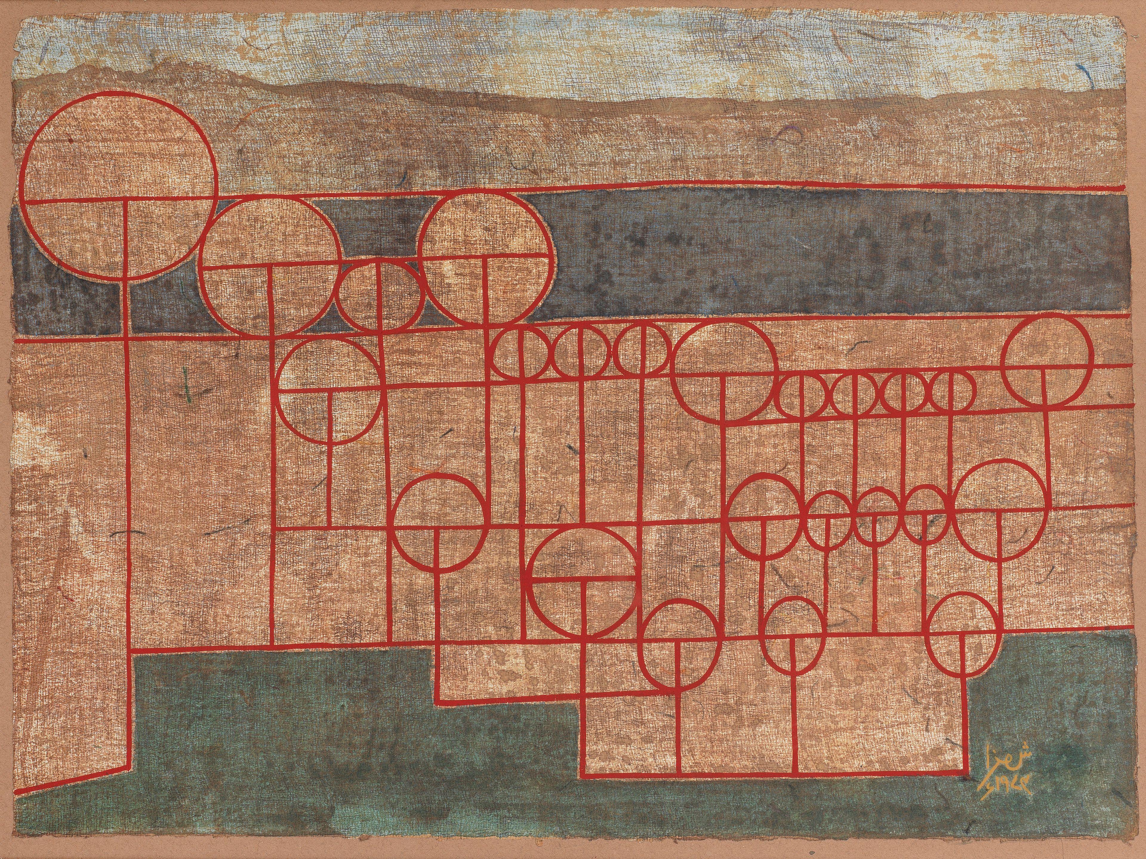 Anwar Jalal Shemza - Untitled (The Walls of Lahore)