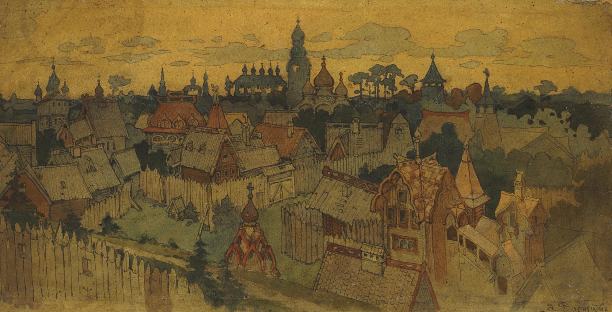 Apollinarii Vasnetsov - Stage design for Rimskii-Korsakov\'s opera The Legend of the Invisible City of Kitezh