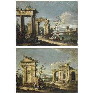 Apollonio Domenichini - Capricci Architettonici Con Figure