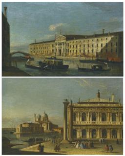 Apollonio Domenichini - Venice, A View Of The Piazzetta, Looking Towards Santa Maria Della Salute;  Venice, A View Of The Rio Dei Mendicanti With The Convento Dei Domenicani
