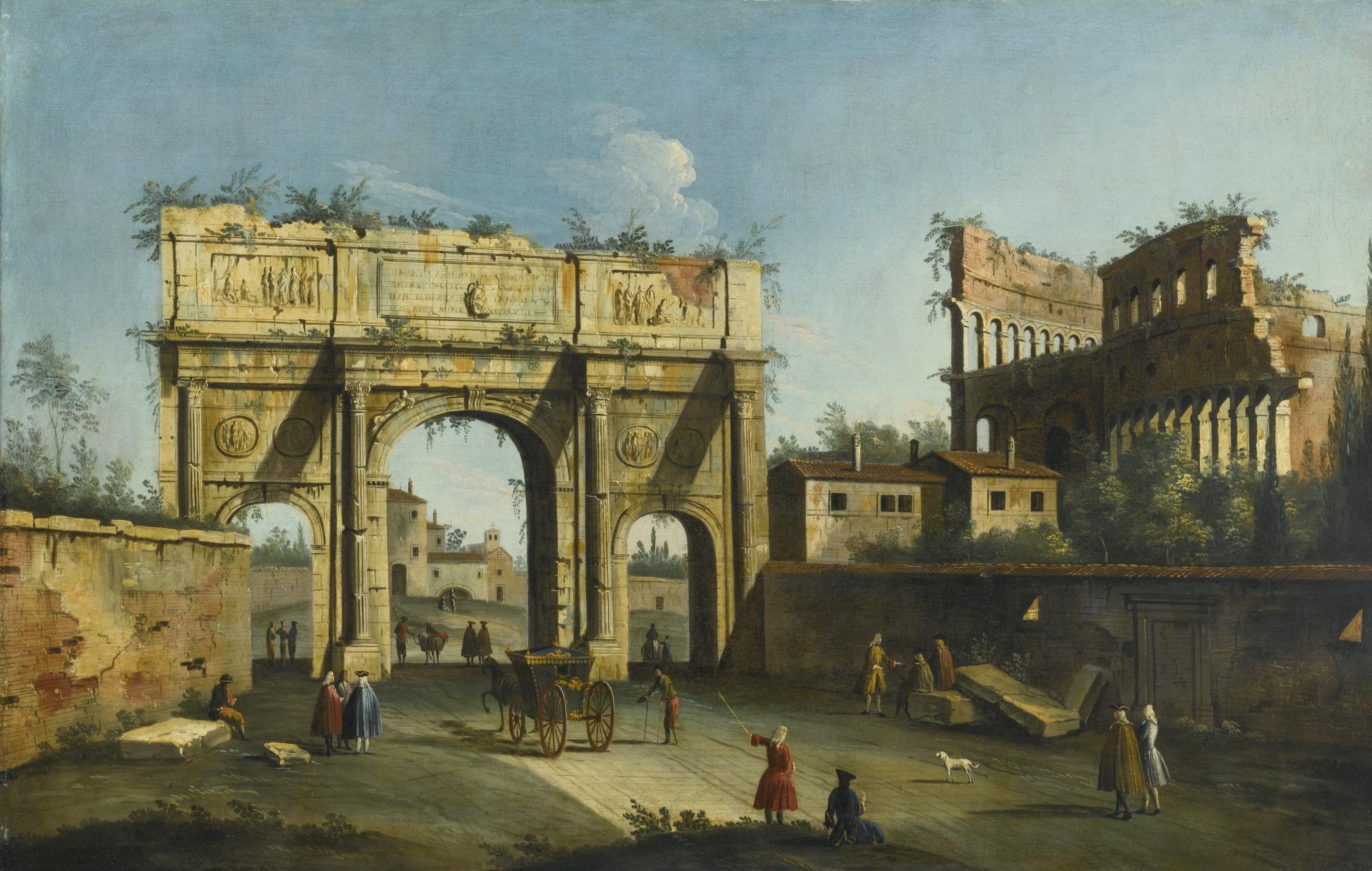 Apollonio Facchinetti - Rome, A View Of The Arch Of Constantine And The Colosseum