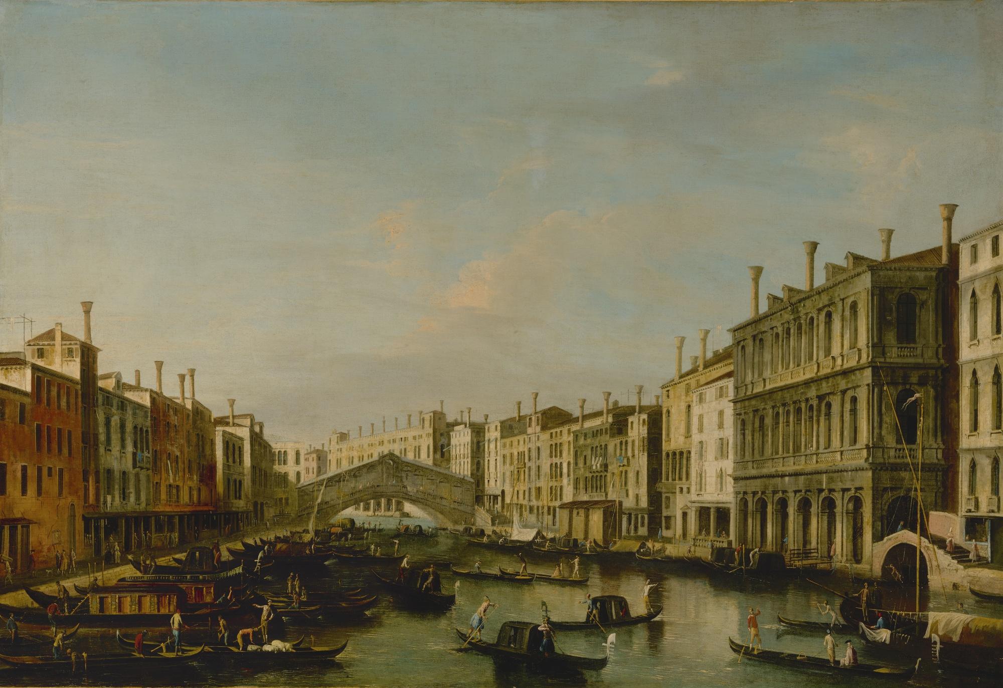 Apollonio Facchinetti - Venice, A View Of The Grand Canal Towards The Rialto Bridge