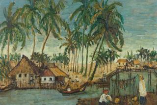 Aquilla Agnes Seekings - Malay Kampung on coast, Singapore, 1965