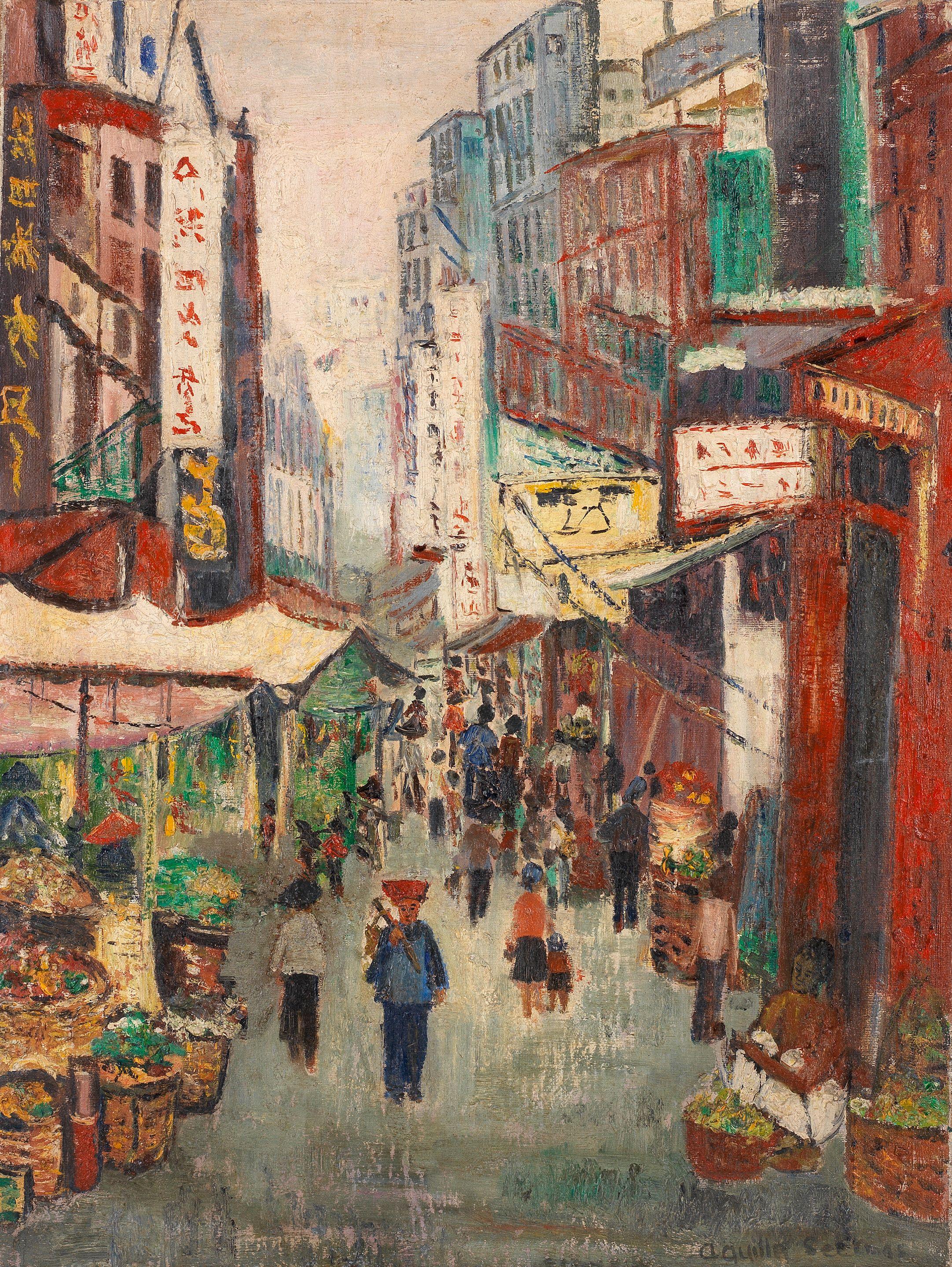 Aquilla Agnes Seekings - Street scene in Chinatown, Singapore