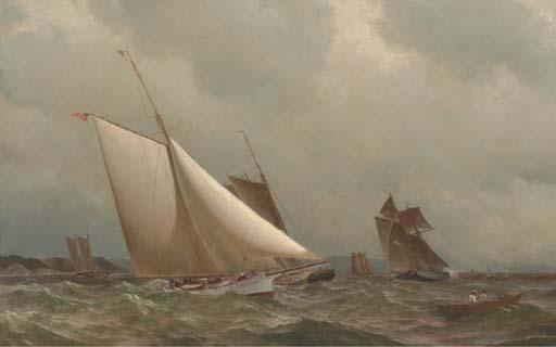 Archibald Cary Smith - A New York Yacht Club cutter racing off a coast