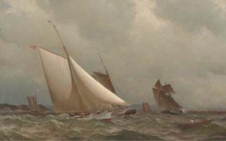 Archibald Cary Smith - A New York Yacht Club cutter racing off a coast