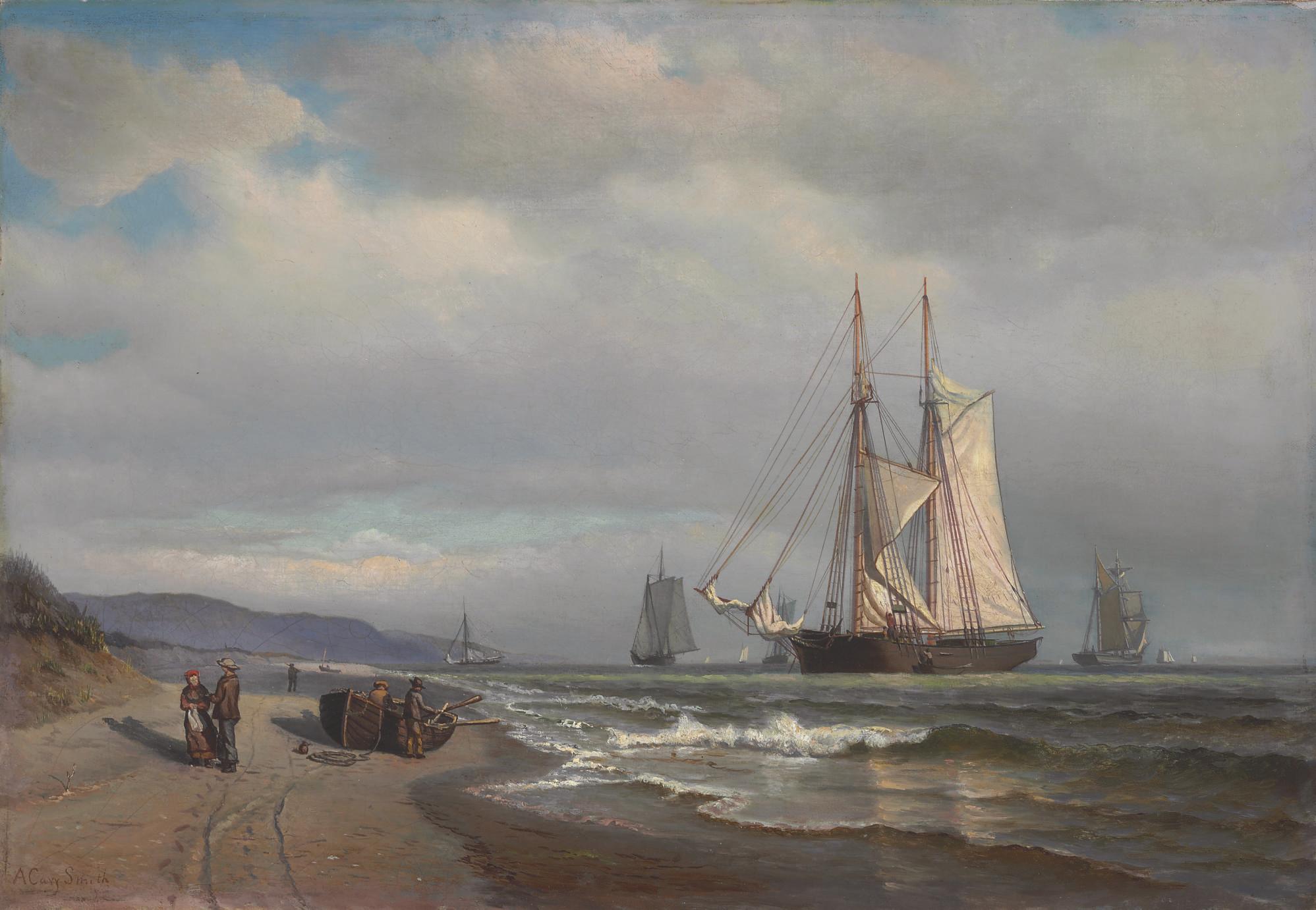 Archibald Cary Smith - Shipping in a calm in Sandy Hook Bay