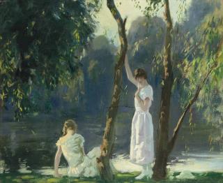 Archibald George Barnes, R.I., R.O.I., R.P. - A backwater of the Thames