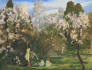 Archibald George Barnes, R.I., R.O.I., R.P. - Children in an orchard