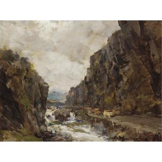 Archibald Kay - Cattle On A River Gorge
