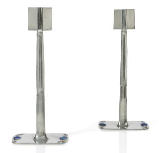 Archibald Knox - Pair Of Tudric Candlesticks, Circa 1900
