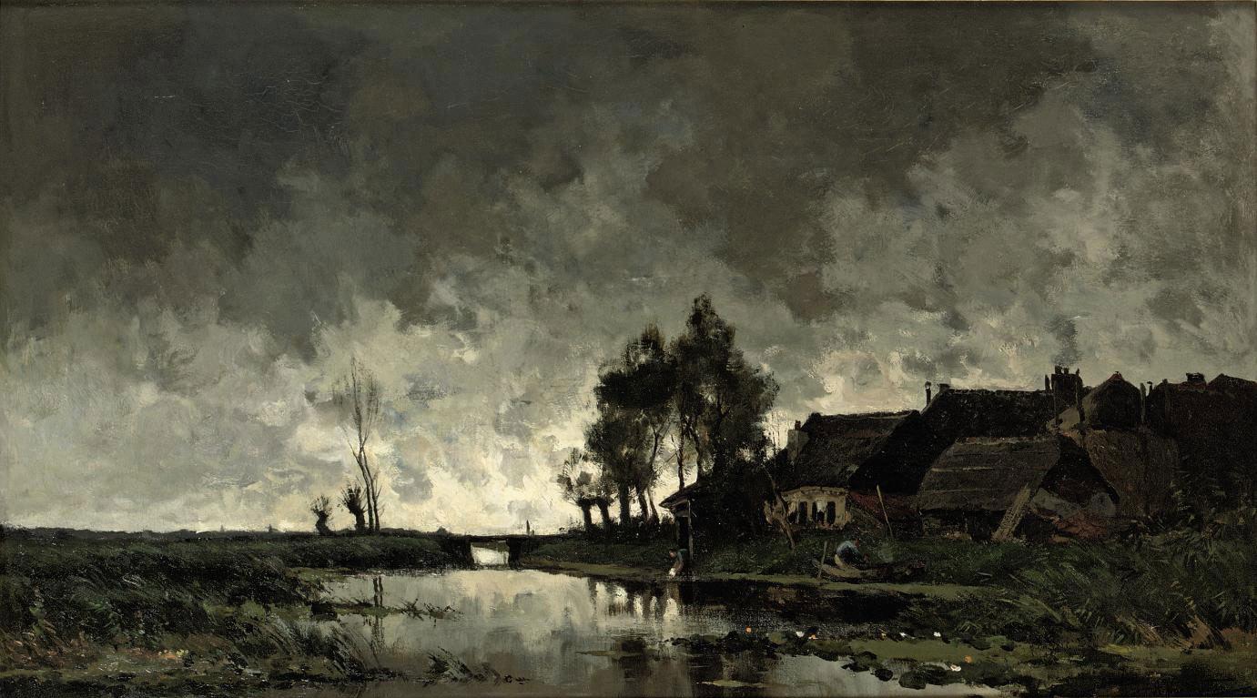 Arend Jan van Driesten - A farmhouse near a river