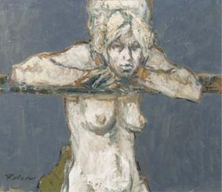 Arie Kater - Woman leaning on a bar