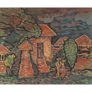 Arie Smit - Bali Village Scene