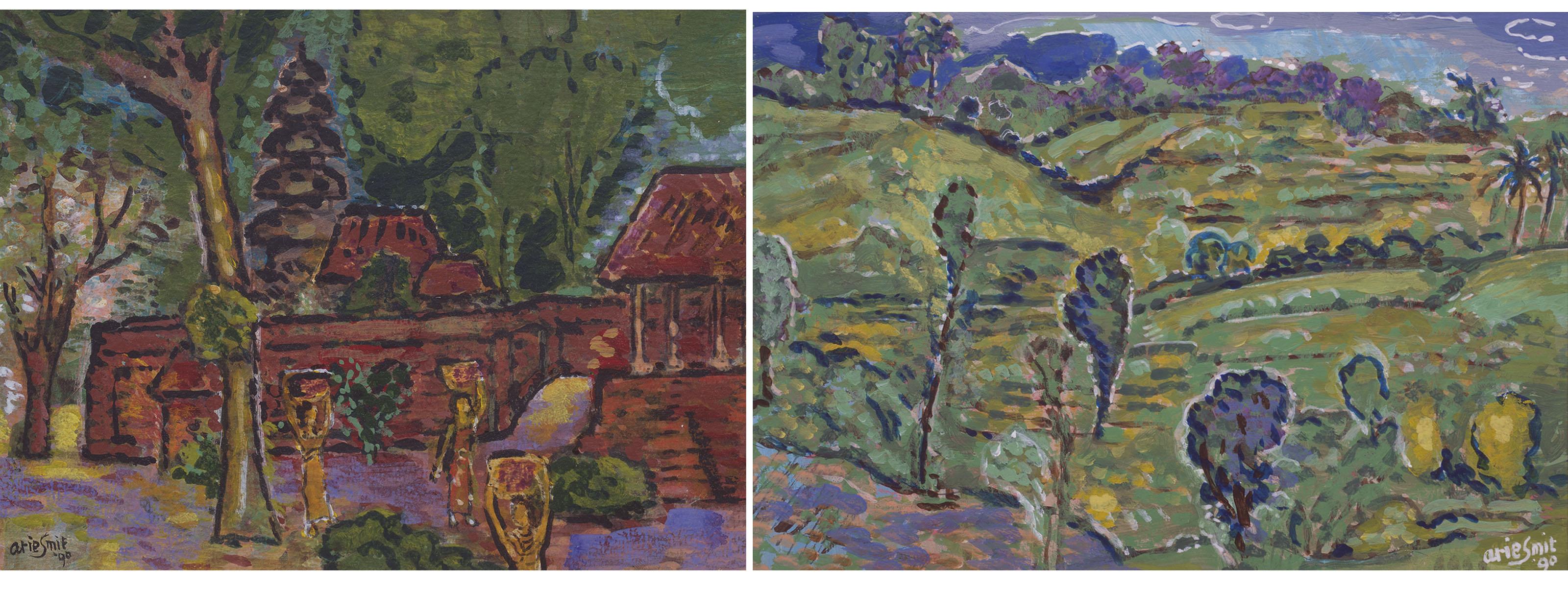 Arie Smit - Balinese Landscape; & Pura Bali (Balinese Temple)