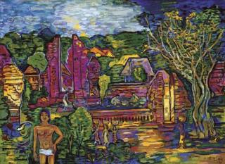 Arie Smit - In a Balinese temple