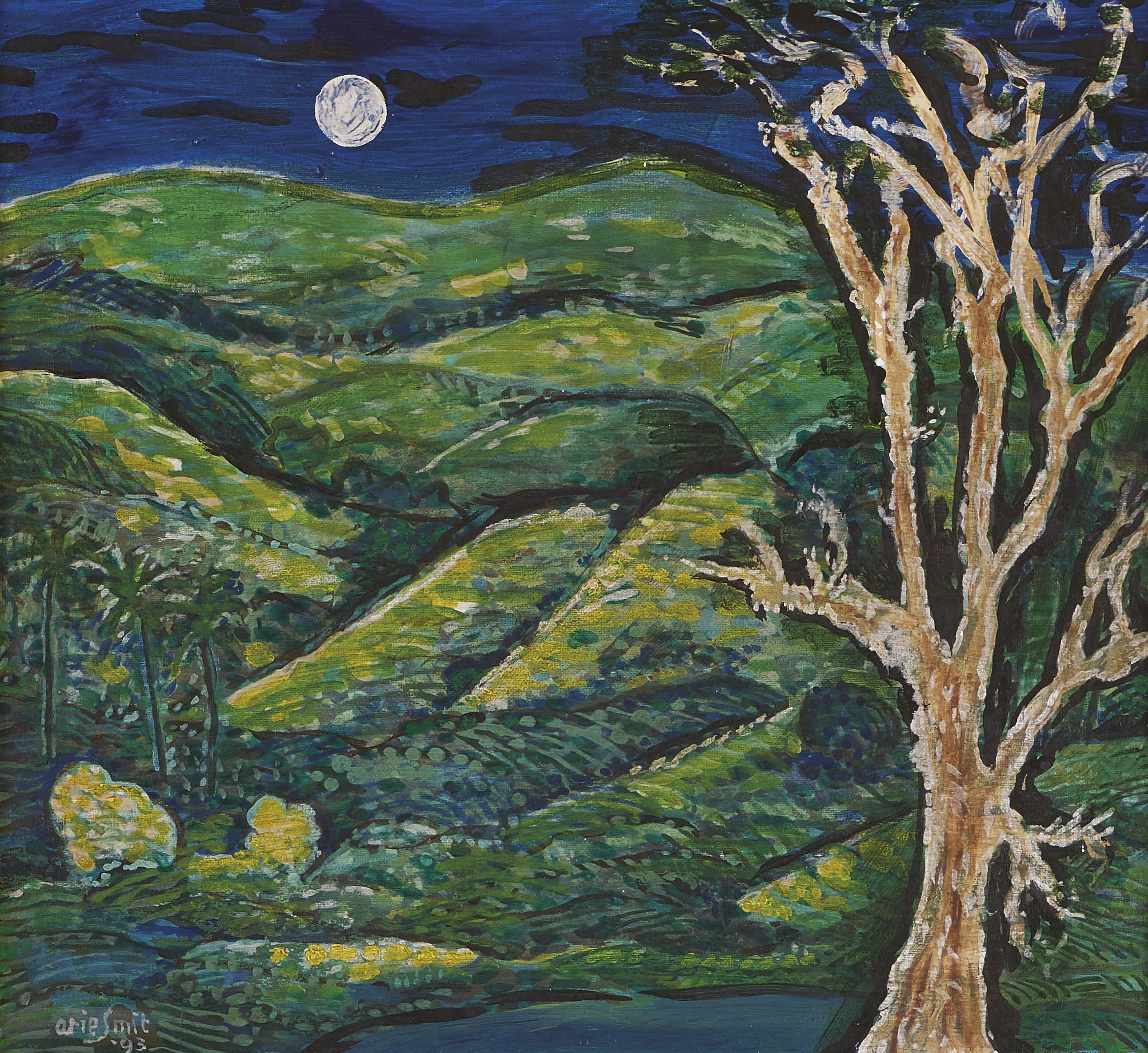 Arie Smit - Landscape and Full Moon