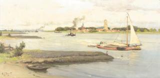 Arie Zwart - A panoramic view of Zaltbommel
