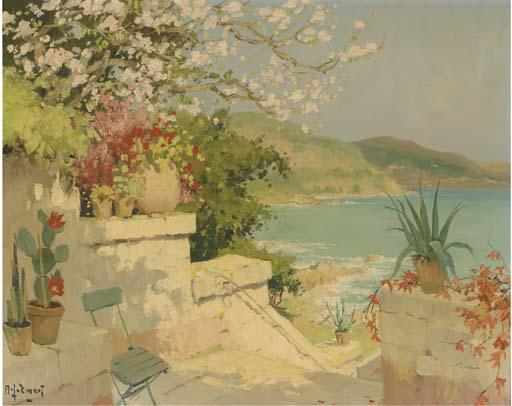 Arie Zwart - Bij Cannes: a terrace in sunlight near Cannes