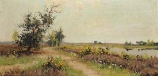 Arie Zwart - Brem: flowering heathland by a pond